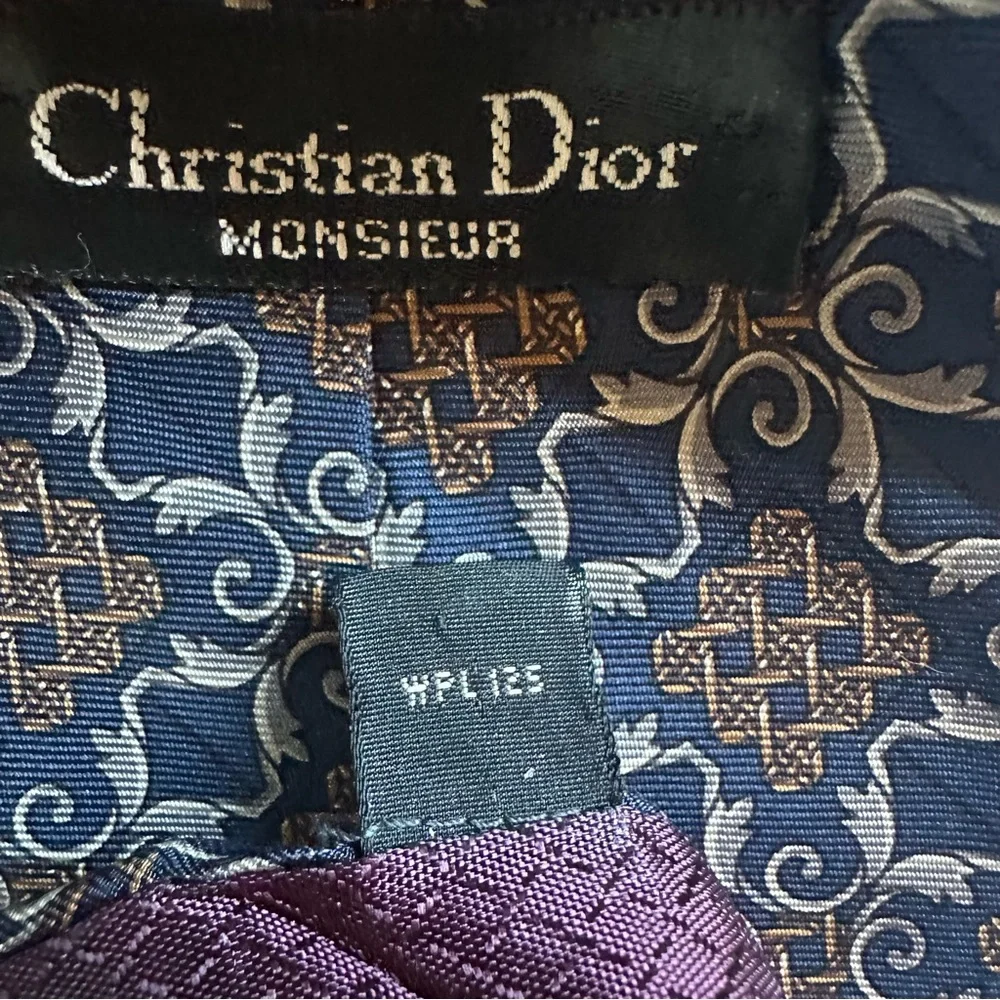 Christian Dior Monsieur Blue and Brown Geometric Tie